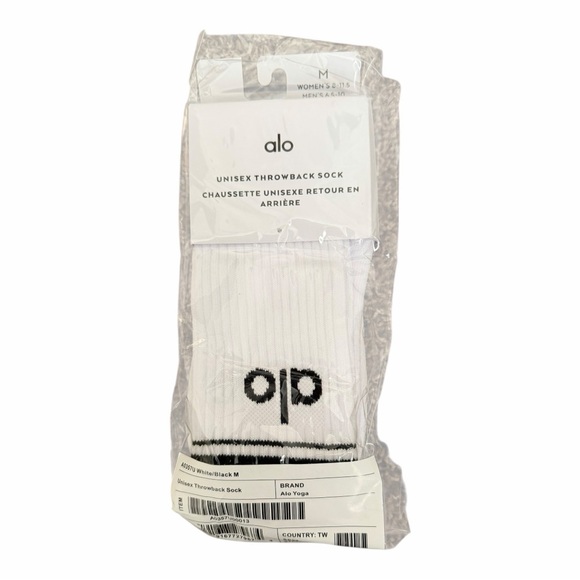 Alo Yoga Unisex Throwback Socks Size Medium White/Black NWT - Picture 4 of 5